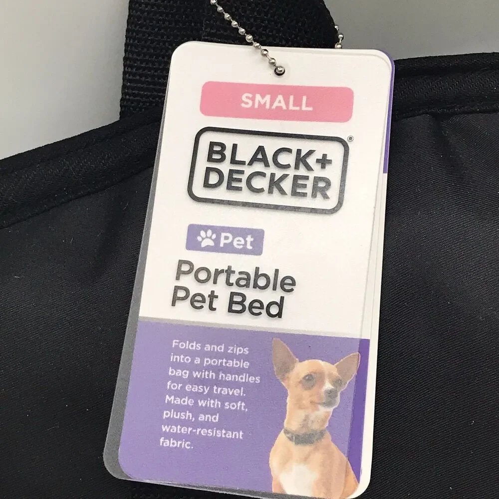 BLACK & DECKER Plush Zip Up Portable Pet Bed Small Dogs Handle Water Resistant